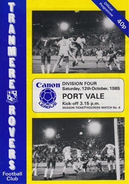 Tranmere Rovers v Port Vale Match Programme 1985-10-12